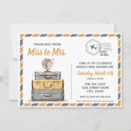 Reise von Miss nach Brautparty Gray Einladung