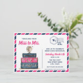 Reise von Miss zu Brautparty Postcard Einladung (Stehend Vorderseite)