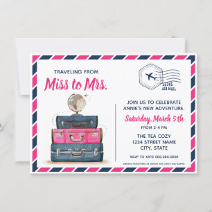 Reise von Miss zu Brautparty Postcard Einladung