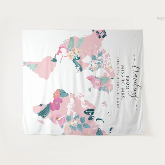 Reise von Miss zu Frau Bridal Hintergrund Wandteppich (Vorderseite (Horizontal))