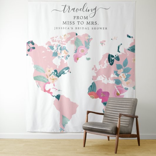 Reise von Miss zu Frau Bridal Hintergrund Wandteppich (Beispiel)