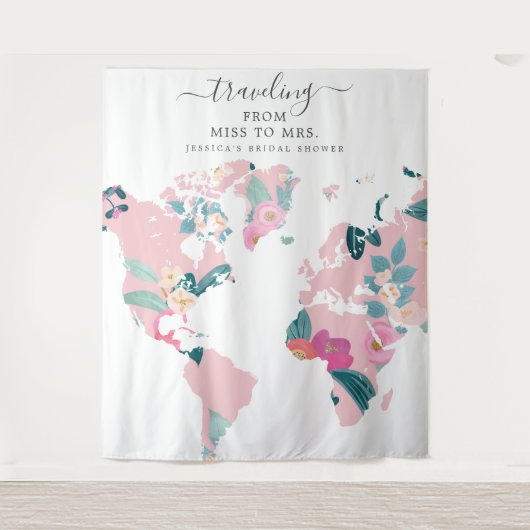 Reise von Miss zu Frau Bridal Hintergrund Wandteppich (Vorderseite)