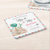 Reise von Miss zu Frau Travel Brautparty Rechteckiger Pappuntersetzer (angewinkelt)