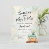 Reise von Miss zu Mrs. Adventure Brautparty Einladung (Stehend Vorderseite)