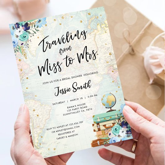 Reise von Miss zu Mrs. Adventure Brautparty Einladung
