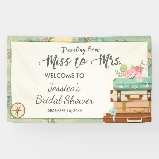 Reise von Miss zu Mrs. Brautparty Banner (Horizontal)