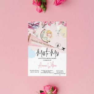 Reise von Miss zu Mrs Brautparty Floral Einladung