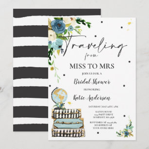 Reise von Miss zu Mrs. Brautparty Map Bride Einladung