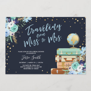 Reise von Miss zu Mrs. Floral Brautparty Einladung