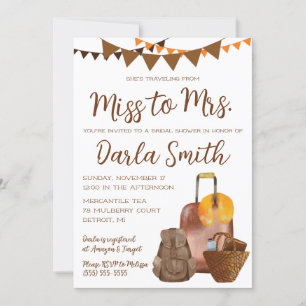 Reise von Miss zu Mrs. Luggage Brautparty Einladung