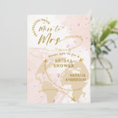 Reise von Miss zu Mrs. Petals Brautparty Einladung (Stehend Vorderseite)