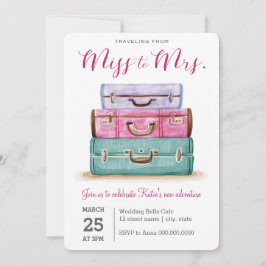 Reise von Miss zu Mrs. Pink Brautparty Einladung