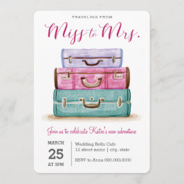Reise von Miss zu Mrs. Pink Brautparty Einladung