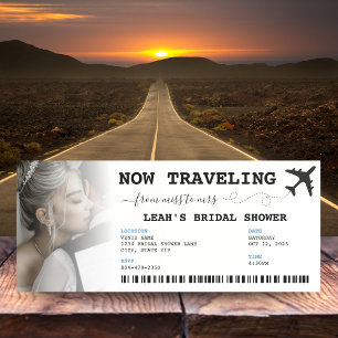 Reise von Miss zu Mrs. Ticket Brautparty Einladung
