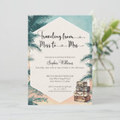 Reise von Miss zu Mrs. Tropical Brautparty Einladung (Stehend Vorderseite)