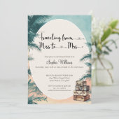 Reise von Miss zu Mrs. Tropical Brautparty Einladung (Stehend Vorderseite)