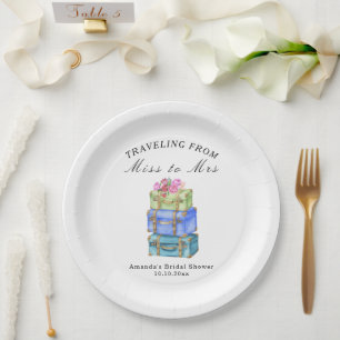 Reise von Miss zu Mrs Vintage-Brautparty Pappteller