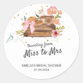 Reise von Miss zu Vintagem Brautparty Runder Aufkleber (Vorderseite)