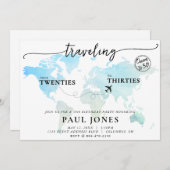 Reise von zwanzig bis dreißig 30. Geburtstag Einladung (Vorne/Hinten)