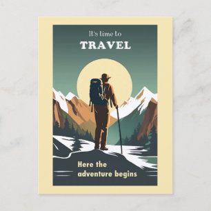 Reise Wandern Natur Outdoor Abenteuer Vintage Postkarte
