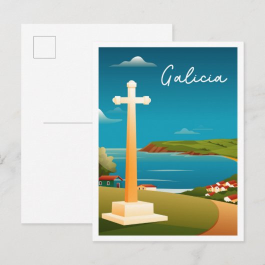 Reise Wasserfarbe Galicien Spanien Postkarte (Vorne/Hinten)