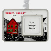 Reise-Weihnachtsverzierung Bergens Norwegen Rahmen-Ornament Silber (Vorderseite)