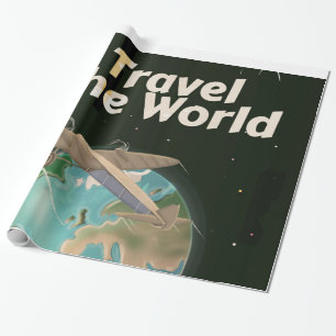 Reise Welt Science-Fiction Vintage Poster Geschenkpapier