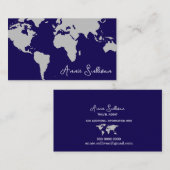 Reise-Weltkarte dunkelblau Visitenkarte (Vorne/Hinten)