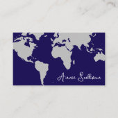 Reise-Weltkarte dunkelblau Visitenkarte (Vorderseite)