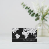Reise- | Weltkarte | Schwarz/Weiß | MINIMALISTISC Visitenkarte (Stehend Vorderseite)