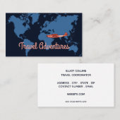 Reise-weltweite Karten-Vintages Flugzeug Visitenkarte (Vorne/Hinten)