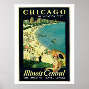 Reise-Werbeanzeige für den Strand von Chicago aus  Poster