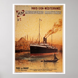 Reise-Werbeanzeige für Vintage Paris Lyon Méditerr Poster
