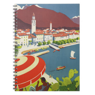 Reise-Werbekunst im Vintage-Stil aus der Schweiz Notizblock