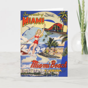 Reise-Werbepostkarte Miami Beach Florida im Vintag Karte