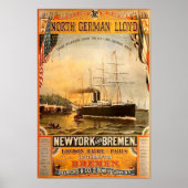 Reise-Werbung für alte Dampfer Poster (Vorne)