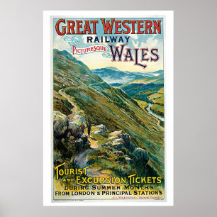 Reise-Werbung für Wales im Vintage-Stil Poster
