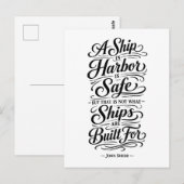 Reise-Zitat: Ein Schiff im Hafen Postkarte (Vorne/Hinten)