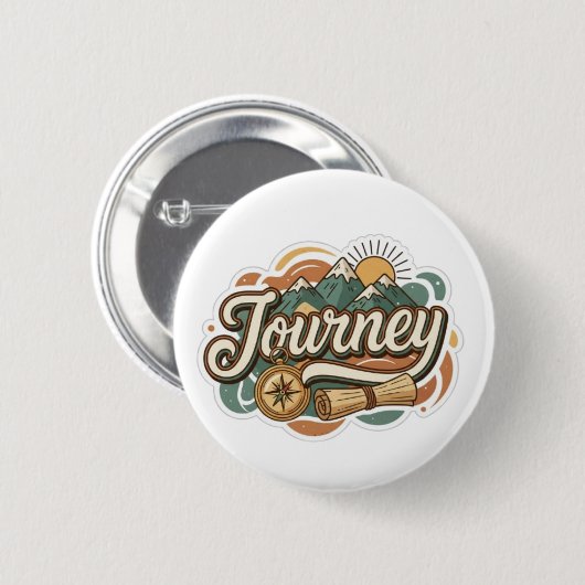 Reise zu Bergen und Abenteuer-Typografie Button (Vorne & Hinten)