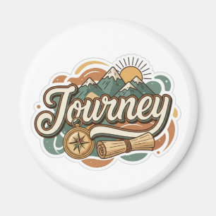 Reise zu Bergen und Abenteuer-Typografie Magnet