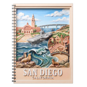 Reise zu San Diego Kalifornien 3D strukturierte La Notizblock