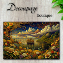 Reise zu Wunderland Fantasy Seascape Decoupage
