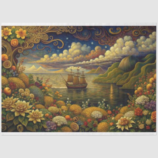 Reise zu Wunderland Fantasy Seascape Decoupage Seidenpapier (Vorderseite)