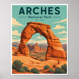 Reise zum Arches-Nationalpark im Vintage-Stil Poster