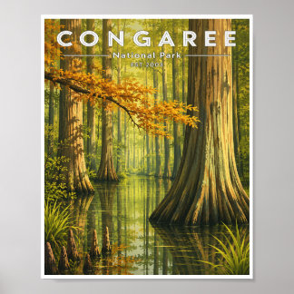 Reise zum Congaree-Nationalpark im Vintage-Stil Poster