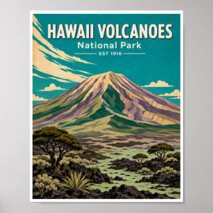 Reise zum Hawaii Volcanoes National Park im Vintag Poster