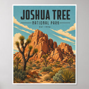 Reise zum Joshua-Tree-Nationalpark im Vintage-Stil Poster