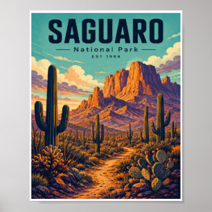 Reise zum Saguaro-Nationalpark im Vintage-Stil Poster