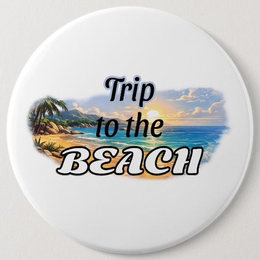 Reise zum Strand Tropisches Sonnenuntergangs-Escap Button (Vorderseite)
