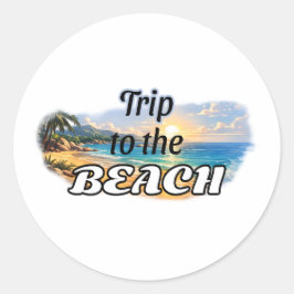 Reise zum Strand Tropisches Sonnenuntergangs-Escap Runder Aufkleber